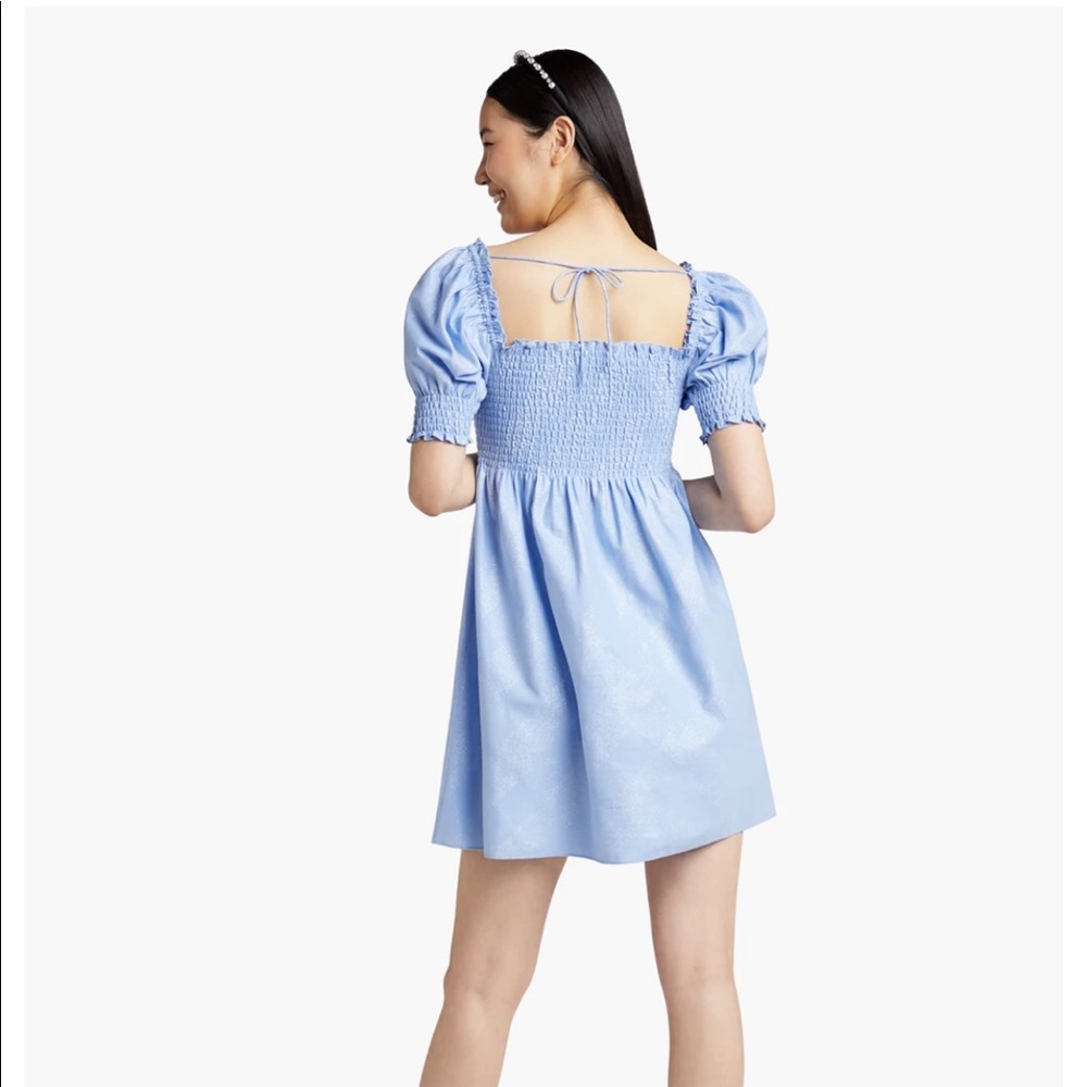 Athena Mini/Short Nap Dress blue shimmer bridal lounge cotton XS 0/2 - Picture 4 of 5